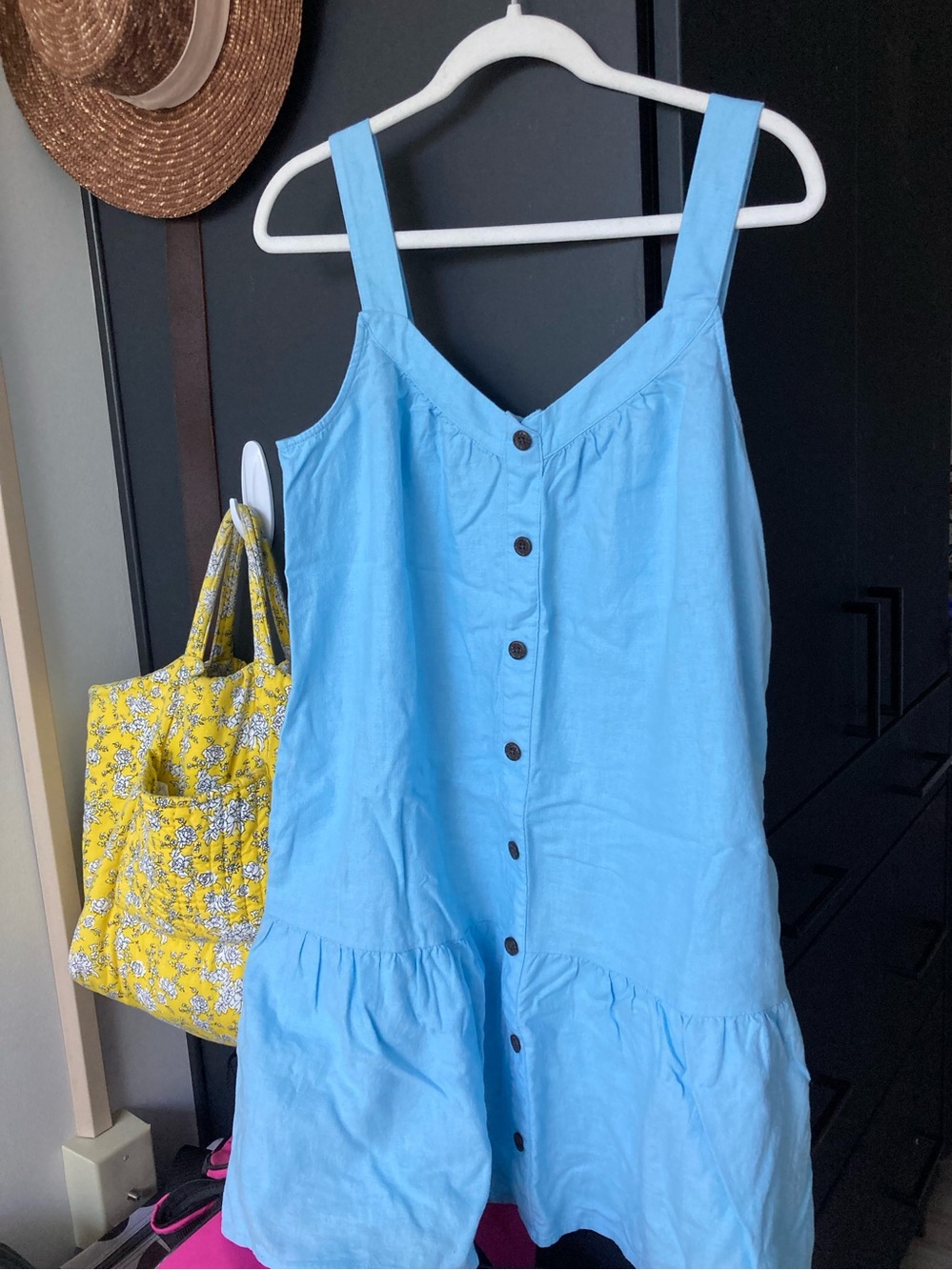 NWT J.Crew Linen Summer Dress Loose Fit Tiered Babydoll Mid Thigh Powder Blue - Picture 2 of 12